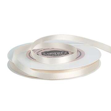 VATIN Double Face Cream Satin Ribbon 1/4" Continuous 50 Yards,Cream Polyester Fabric Ribbon use for Bows Bouquet, Gift Wrapping, Floral Arrangement Wedding Decoration