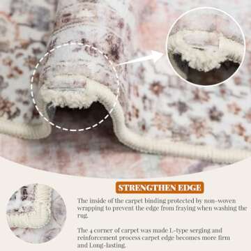 MUJOO Boho 4'x6.5' Washable Non-Slip Rug for Home
