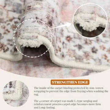 MUJOO Boho 4'x6.5' Washable Non-Slip Rug for Home