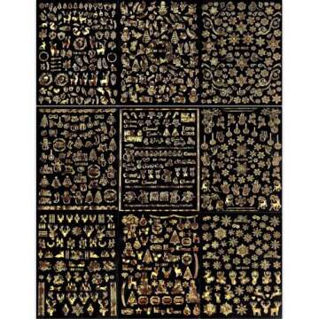 9 Sheets Christmas Nail Art Stickers Decals Self-Adhesive Pegatinas Uñas Holiday Glod Laser Snowfla...