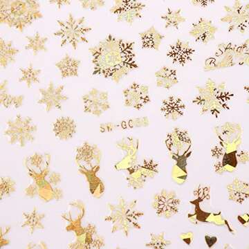 9 Sheets Christmas Nail Art Stickers Decals Self-Adhesive Pegatinas Uñas Holiday Glod Laser Snowflakes Snowman Nail Supplies Nail Art Design Decoration Accessories