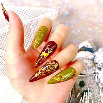 9 Sheets Christmas Nail Art Stickers Decals Self-Adhesive Pegatinas Uñas Holiday Glod Laser Snowflakes Snowman Nail Supplies Nail Art Design Decoration Accessories