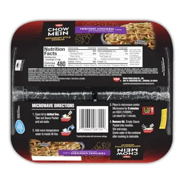 Delicious Nissin Chow Mein Noodles in Teriyaki Chicken Flavor - 8 Individual Cups