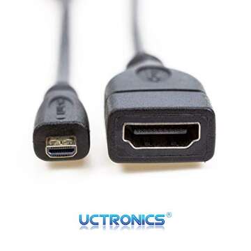 UCTRONICS Micro HDMI to HDMI Cable for Raspberry Pi 4 B, 6 Inch Micro-HDMI Male to HDMI Female Adapter Cable 15cm [2 Pack]