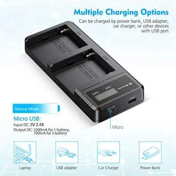 Powerextra NP-F970 Dual USB Battery Pack and Fast Charger