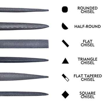 KALIM Mini Needle File Set - 6 Durable Carbon Steel Files