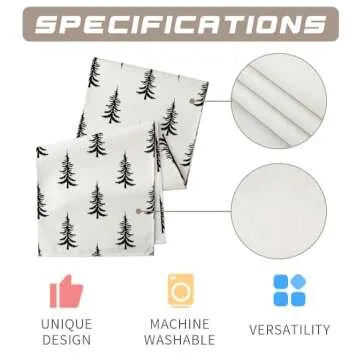 ARKENY Christmas Tree Table Runner 13x72 Inches, Beige Winter Holiday Indoor Outdoor Table Decoration for Home