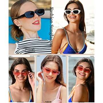 Dollger Trendy Rectangle Sunglasses For Women Men Trendy Vintage Rectangular y2k Transparent Pink Sh...