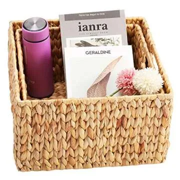 Stylish HOONEX Water Hyacinth Storage Baskets