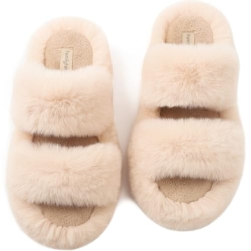 FamilyFairy Fluffy Faux Fur Slippers for Women