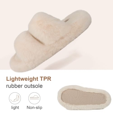 FamilyFairy Fluffy Faux Fur Slippers for Women