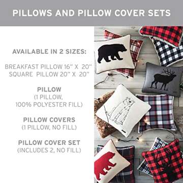 Eddie Bauer Home Throw Pillow with Zipper Closure, Perfect Home Decor for Bed or Sofa, 16" x 20", Winter Lab Black/White