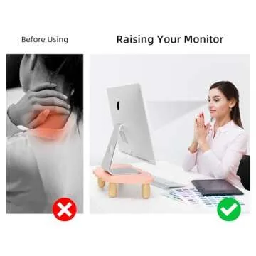 AFOOYO Monitor Stand Riser,Cloud-Shaped Sturdy Wood Computer Monitor Riser, Laptop Monitor Stand, Multi-Purpose Desktop Organizer Riser for Computer, Laptop, Printer, TV,Pink