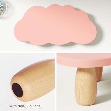 AFOOYO Monitor Stand Riser,Cloud-Shaped Sturdy Wood Computer Monitor Riser, Laptop Monitor Stand, Multi-Purpose Desktop Organizer Riser for Computer, Laptop, Printer, TV,Pink