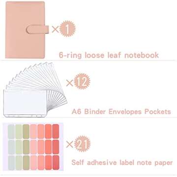 LXWHYP Money Saving Binder, Savings Challenges Book with for Cash Envelopes, 12pcs Zipper Envelopes A5 Budget Binder, Budget Planner for Managing Budgets and Saving Money (Pink-9.2IN)