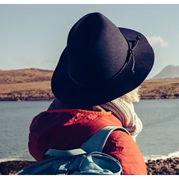 Lanzom Wide Brim Warm Wool Fedora Hat for Women