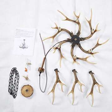 BOOU Resin Antler Chandelier Lighting 6 Light Antler Ceiling Light Fixture Big Vintage Style for Living Room Dining Room Cabin Kitchen Bar Foyer Decor Hanging Light Large Farmhouse Chandelier Lights1