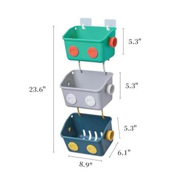 LUFOFOX Bath Toy Storage Organizer Basket for Kids - Colorful Robot Design