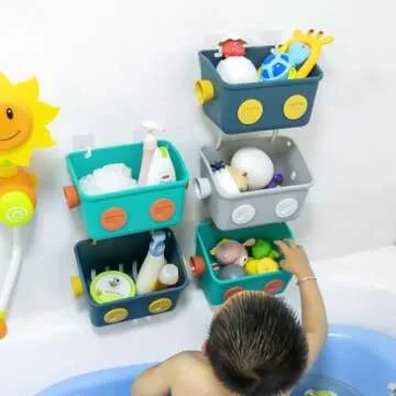 LUFOFOX Colorful Robot Bath Toy Organizer for Kids