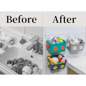 LUFOFOX Colorful Robot Bath Toy Organizer for Kids