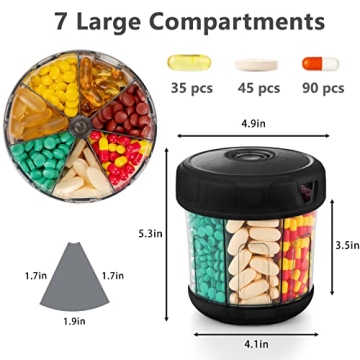 XL 7-Compartment Pill Organizer with Soft TPU Lid