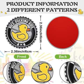 Hicarer 2 Pcs Duck Badge Rated Car Emblem 4 x 4 3D Automotive Badges Round Metal Duck Car Badge Deca...
