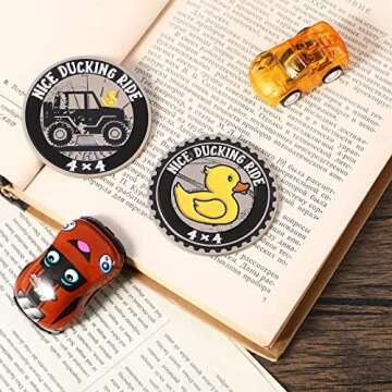 Hicarer 2 Pcs Duck Badge Rated Car Emblem 4 x 4 3D Automotive Badges Round Metal Duck Car Badge Decal Sticker Compatible with Vehicles Trucks Motorcycle Bumper (Duck Rated)