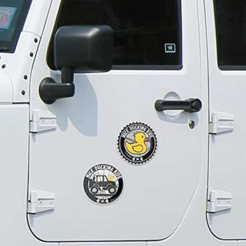 Hicarer 2 Pcs Duck Badge Rated Car Emblem 4 x 4 3D Automotive Badges Round Metal Duck Car Badge Decal Sticker Compatible with Vehicles Trucks Motorcycle Bumper (Duck Rated)