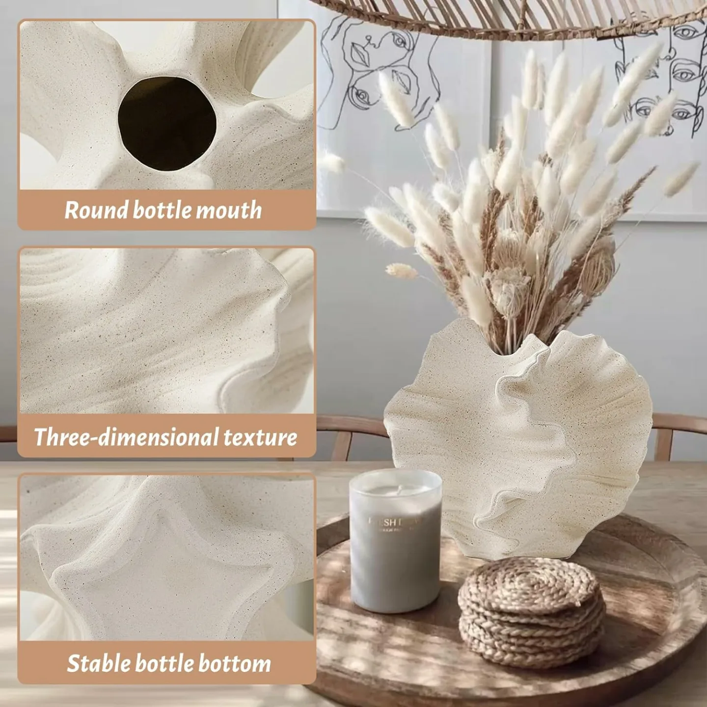 Elegant White Ceramic Vase for Modern Home Decor