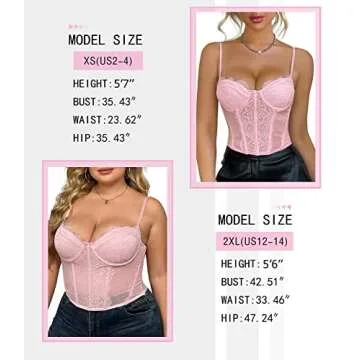 Women's Lace Mesh Bustier Fish Boned Sheer Spaghetti Straps Going Out Corset Crop Top with Underwire