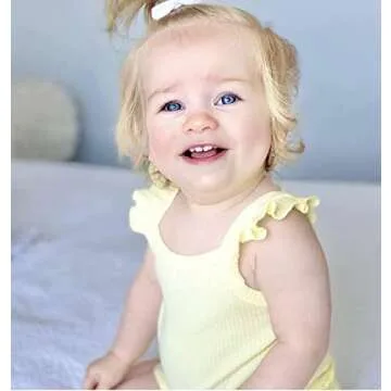 Toddler Baby Girl Summer Short Clothes Ribbed Ruffle Sleeve Tops+Elastic Drawstring Short Pants Two Piece Solid Outfit Set (A-Yellow, 6-12 Months)
