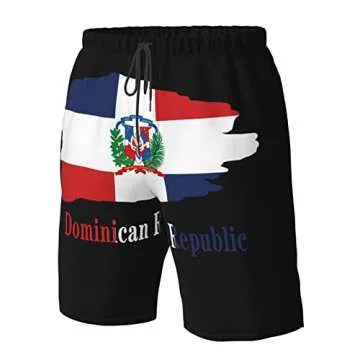 DARLEKS Dominican Republic Flag Men's Beach Shorts Drawstring Quick Dry Running Athletic Shorts Comfortable Loose Gym Shorts Swimsuit Pants with Pockets Xx-Large