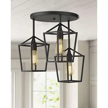 Emliviar Modern 3-Light Black Ceiling Light Fixture