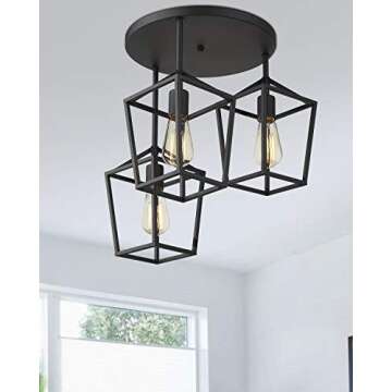 Emliviar Modern 3-Light Black Ceiling Light Fixture