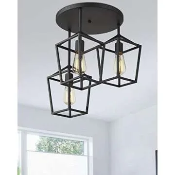 Emliviar Modern 3-Light Black Ceiling Light Fixture