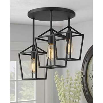 Emliviar Modern 3-Light Black Ceiling Light Fixture