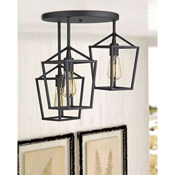 Emliviar Modern 3-Light Black Ceiling Light Fixture
