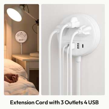 2 Pack Travel Power Strip, NTONPOWER Flat Plug Power Strip with USB, 3 Outlet 4 USB Desktop Charging...