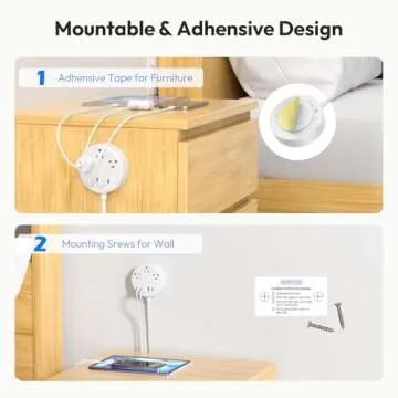 2 Pack Travel Power Strip, NTONPOWER Flat Plug Power Strip with USB, 3 Outlet 4 USB Desktop Charging Station with 5ft Power Cord Wall Mount for Cruise, Travel, Hotel, Nightstand and Office, White