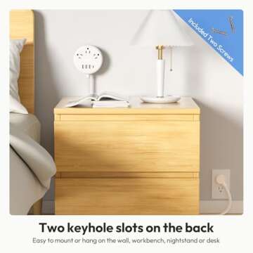 2 Pack Travel Power Strip, NTONPOWER Flat Plug Power Strip with USB, 3 Outlet 4 USB Desktop Charging Station with 5ft Power Cord Wall Mount for Cruise, Travel, Hotel, Nightstand and Office, White