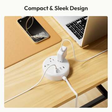 2 Pack Travel Power Strip, NTONPOWER Flat Plug Power Strip with USB, 3 Outlet 4 USB Desktop Charging Station with 5ft Power Cord Wall Mount for Cruise, Travel, Hotel, Nightstand and Office, White