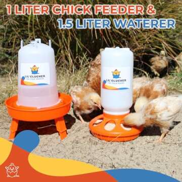 Lil'Clucker Chick Feeder & Waterer Set - Safe, Durable, Adjustable Poultry Kit