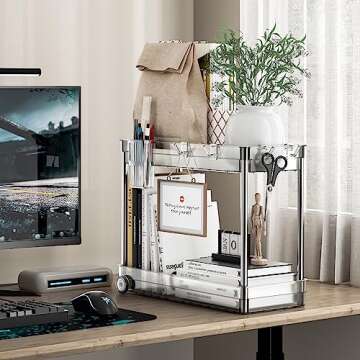 Sellemer Under Sink Organizers and Storage, Easy to Move with Wheels, Kitchen Organizers and Storage, Bathroom Storage, Laundry Room Organization (Heightened Style, Transparent)