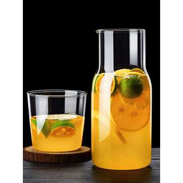 Elegant Bedside Carafe with Tumbler Glass Set for Hydration