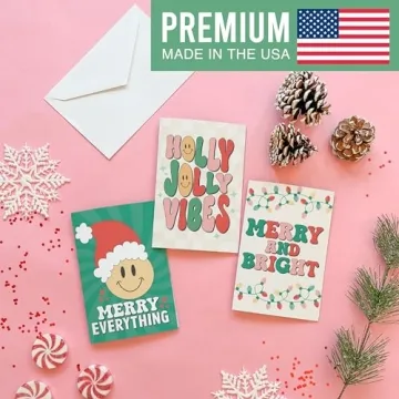 24 Blank Christmas Cards With Envelopes, Bulk Holiday Cards