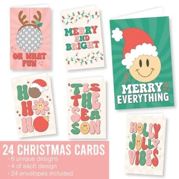 24 Blank Christmas Cards With Envelopes, Bulk Holiday Cards