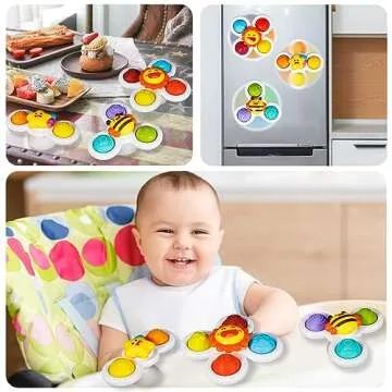 ALASOU 3PCS Pop Suction Cup Spinner Toys for 1 Year Old Boy Girl|Novelty Spinning Tops Toddler Toys Age 1-2|Sensory Baby Bath Toys for Toddlers 1-3|12 18 Months Boy Birthday Gift for Infant
