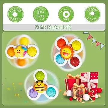 ALASOU 3PCS Pop Suction Cup Spinner Toys for 1 Year Old Boy Girl|Novelty Spinning Tops Toddler Toys Age 1-2|Sensory Baby Bath Toys for Toddlers 1-3|12 18 Months Boy Birthday Gift for Infant