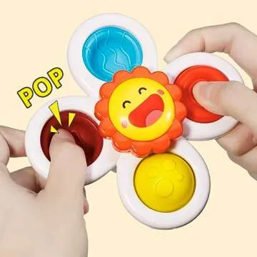 ALASOU 3PCS Pop Suction Cup Spinner Toys for 1 Year Old Boy Girl|Novelty Spinning Tops Toddler Toys Age 1-2|Sensory Baby Bath Toys for Toddlers 1-3|12 18 Months Boy Birthday Gift for Infant