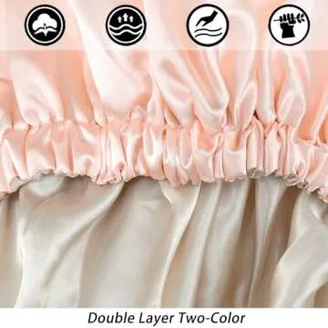 Satin Bonnet Silk Bonnet Hair Bonnet for Sleeping-Slouchy Beanie Hat Satin Sleep Cap for Women's Natural & Curly Hair(Peach Beige)